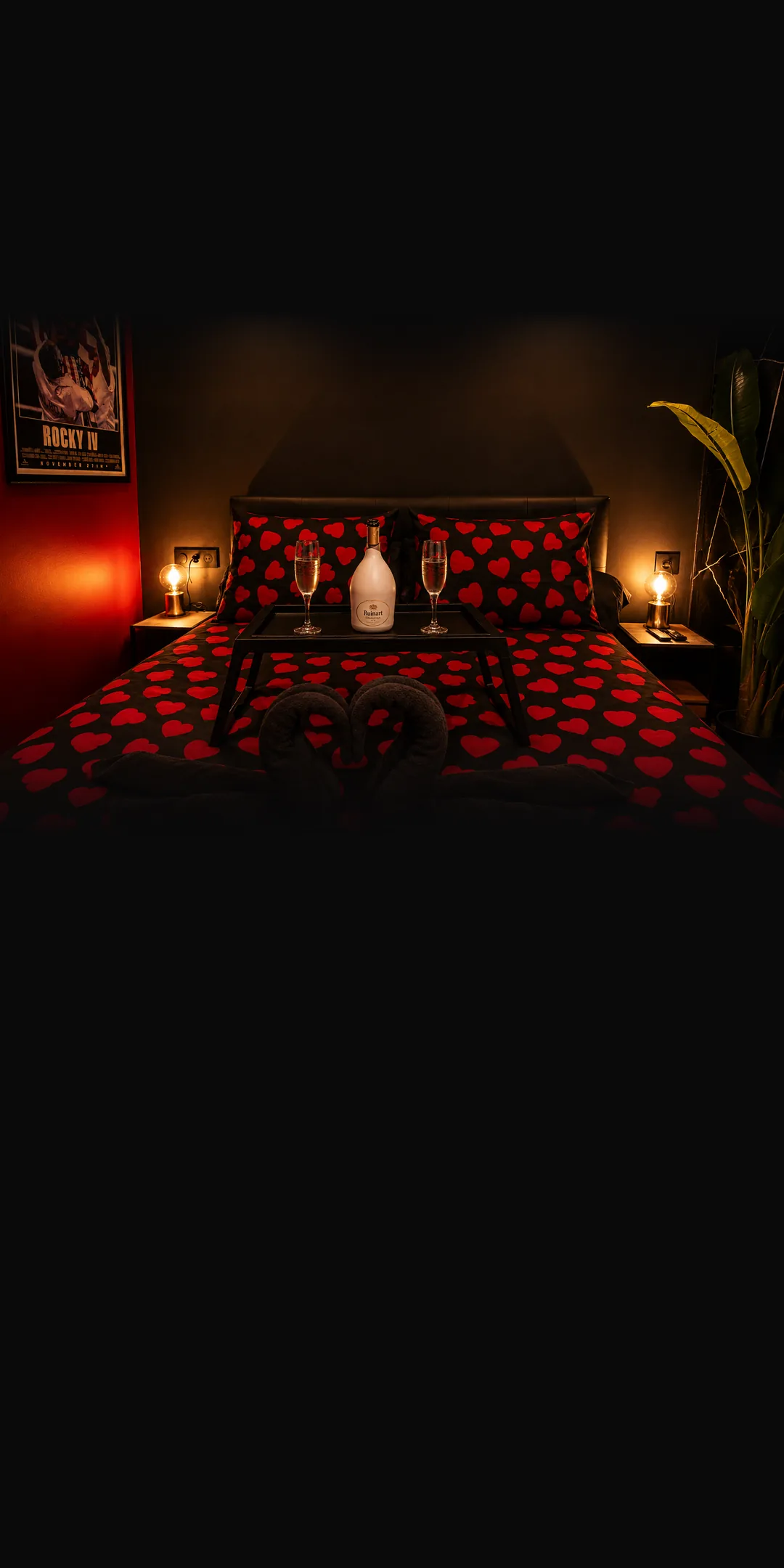 Loveroom Cinéma Room à Salon-de-Provence : lit Queen size, champagne et ambiance tamisée